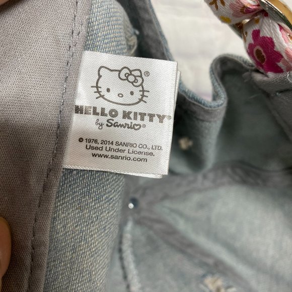 Hello Kitty Distressed Hat Cap Strap Back Blue Sanrio Embroidered Spell Out - Picture 11 of 14